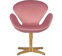 Кресло дизайнерское DOBRIN SWAN цвет сиденья розовый велюр BLUVEL52, цвет основания золотой LMO-69A_G-M_V-BLUVEL52