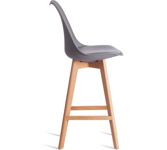 Стул барный Tetchair 4 шт TULIP BAR mod. C1014H-1 пластик/дерево, 42x47,5x104 см, Grey серый 92717, натуральный 21242