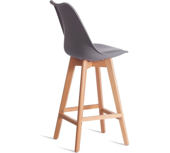 Стул барный Tetchair 4 шт TULIP BAR mod. C1014H-1 пластик/дерево, 42x47,5x104 см, Grey серый 92717, натуральный 21242