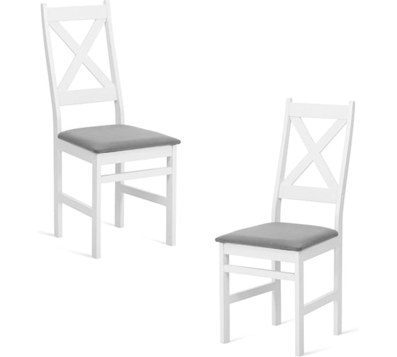 Стул Tetchair 2 шт CROSSMAN NEW, Многослойный березовый шпон, 41x40x100 см, white/велюр темно-серый 21626
