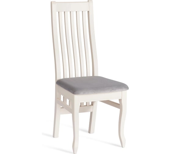 Стул Tetchair DOLCE мягкое сидение бук, 40x46x100 см, ivory white, велюр Tenerife Ultimate grey 20673