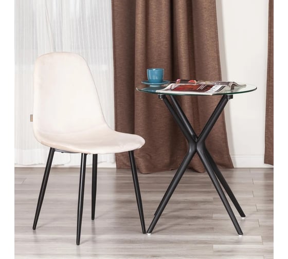 Стул Tetchair 4 шт BREEZE mod. JSC-58 Велюр/металл, 44x53x86 см, beige бежевый HLR2, черный 21130
