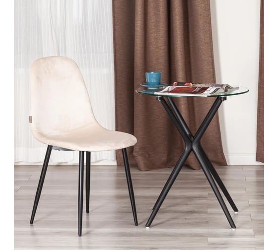 Стул Tetchair 4 шт BREEZE mod. JSC-58 Велюр/металл, 44x53x86 см, creamy кремовый HLR 5, черный 21133