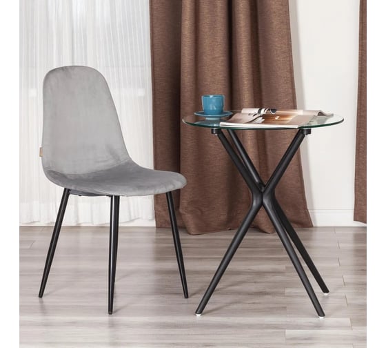 Стул Tetchair 4 шт BREEZE mod. JSC-58 Велюр/металл, 44x53x86 см, grey серый HLR 19, черный 21135