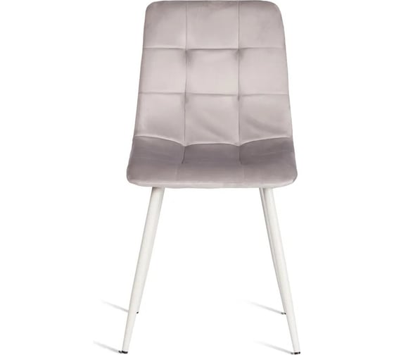 Стул Tetchair CHILLY mod. 7094-1, 1 шт в упаковке вельвет/металл, 44,5x52,5x86 см, light grey светло-серый HLR14, белый 21427 1