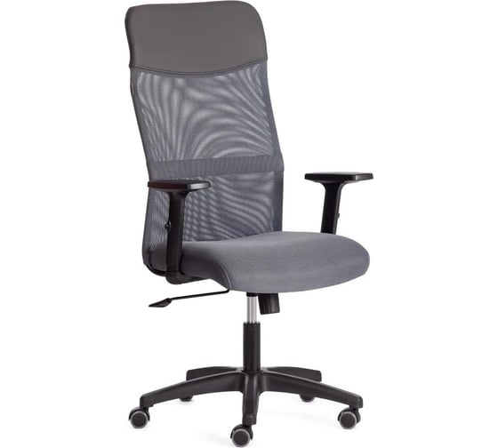 Кресло Tetchair PRACTIC PLT ткань/кожзам, серый/металлик, TW-12/W-12/36 21416