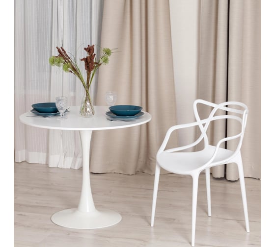Стол Tetchair TULIP mod. 011 металл, мдф, 90x90x75 см, белый 14105