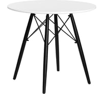 Обеденный стол DOBRIN CHELSEA`80 BLACK цвет столешницы белый, цвет основания черный  LMZL-TD-108_B-TR_MDF-white