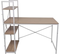 Стол письменный Aks Home ONYX, со стеллажом, светлый дуб/белый металл, 1200x600x7501220 105784