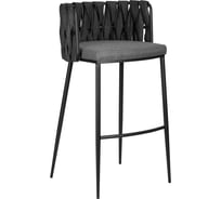 Барный стул DOBRIN AMELIA цвет сиденья серая ткань F-48, цвет спинки темно-серый винтажный PU MF-12, цвет основания черный LMN-1538_B-M_CL-F-48