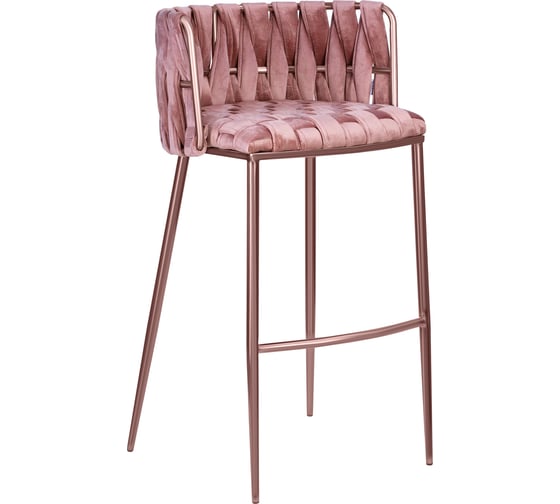 Барный стул DOBRIN EMMA ROSE GOLD цвет сиденья розовый велюр VF-10, цвет основания розовое золото LMN-1538_PG-M_V-VF-10