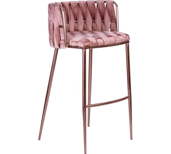 Барный стул DOBRIN EMMA ROSE GOLD цвет сиденья розовый велюр VF-10, цвет основания розовое золото LMN-1538_PG-M_V-VF-10