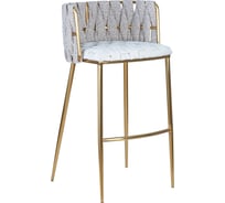 Барный стул DOBRIN EMMA GOLD цвет сиденья белый PU T-01, цвет спинки белая ткань F-49, цвет основания золото LMN-1538_G-M_EL-T-01