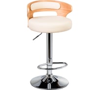 Барный стул DOBRIN FRED цвет сиденья кремовый, цвет каркаса сиденья натуральное дерево, цвет основания хром LMZ-1018_CH-M_EL-cream