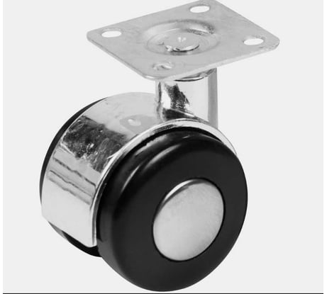 Мебельная колесная опора Tech-Krep D40 мм, поворотная, без тормоза, площадка, пластик, хром - накладка 151201