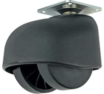 Мебельная колесная опора Tech-Krep D50 мм, поворотная без тормоза с козырьком, черный пластик - накладка 151210