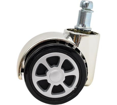Мебельная колесная опора Tech-Krep D50 мм, поворотная, без тормоза, штифт М11, резиновый ход, хром - накладка 151216