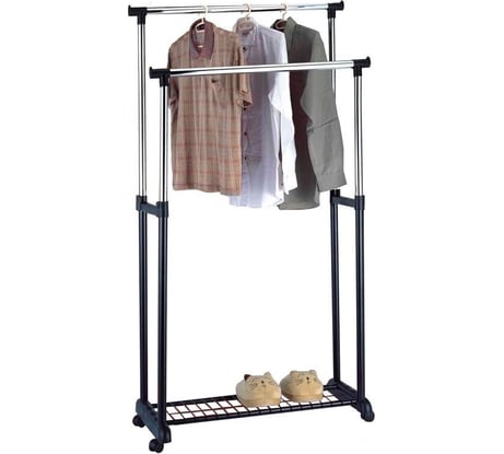 Напольная вешалка Рыжий кот GR-03A 2 перекладины, с сеткой внизу, 75х42х90-160 см 311411