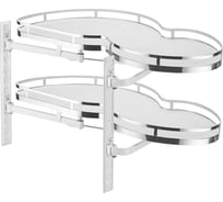 Механизм выкатной для кухни GTV в модуль 900 мм, с доводчиком, белый, левый (плоский прут, хром) KN-9-LCP