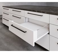 Выдвижной ящик GTV AXIS PRO L-500 мм, средний H-120 мм, со стеклянными боковинами, белый PB-AXISPRO-GLASS-KPL500B1