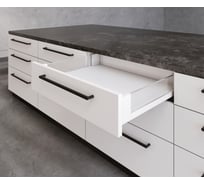 Выдвижной ящик GTV AXIS PRO L-450 мм, низкий H-86 мм, со стеклянными боковинами, белый PB-AXISPRO-GLASS-KPL450A1