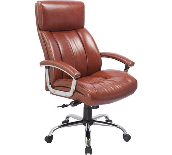 Кресло руководителя Easy Chair BNU EChair CS-8822E-1 кожа коричневая, хром 296592