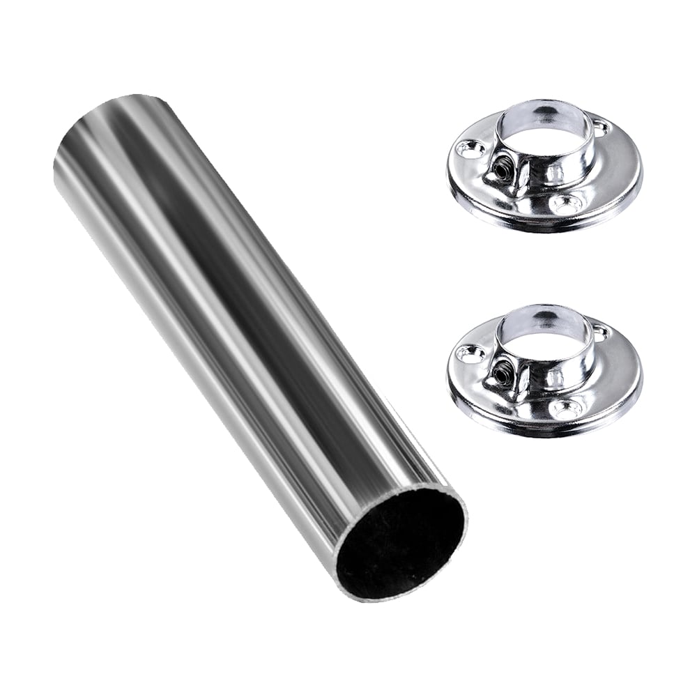 Труба мебельная Mebax круглая, с креплениями, 25x0,7x1200 мм, Хром 00 ...