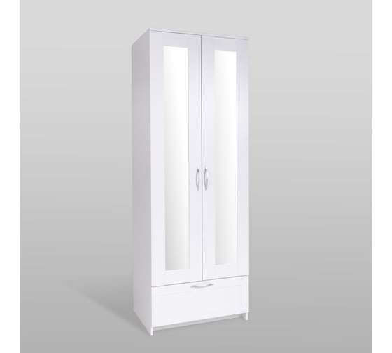 Шкаф ШВЕДСКИЙ СТАНДАРТ СИРИУС 2 двери, 1 ящик, 78x59x220, белый RU (с 2 зеркалами) 2.02.01.500.1