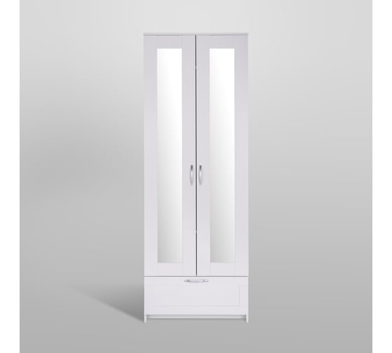 Шкаф ШВЕДСКИЙ СТАНДАРТ СИРИУС 2 двери, 1 ящик, 78x59x220, белый RU (с 2 зеркалами) 2.02.01.500.1