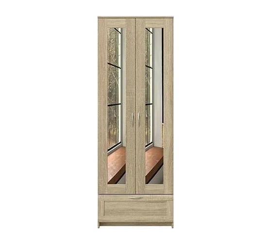 Шкаф ШВЕДСКИЙ СТАНДАРТ СИРИУС 2 двери, 1 ящик, 78x59x220, сонома RU (с 2 зеркалами) 2.02.01.500.3