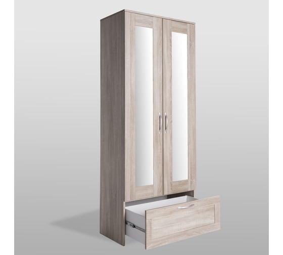 Шкаф ШВЕДСКИЙ СТАНДАРТ СИРИУС 2 двери, 1 ящик, 78x59x220, сонома RU (с 2 зеркалами) 2.02.01.500.3