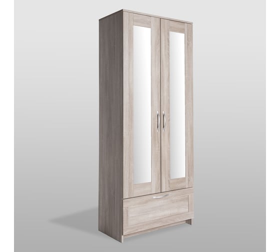 Шкаф ШВЕДСКИЙ СТАНДАРТ СИРИУС 2 двери, 1 ящик, 78x59x220, сонома RU (с 2 зеркалами) 2.02.01.500.3