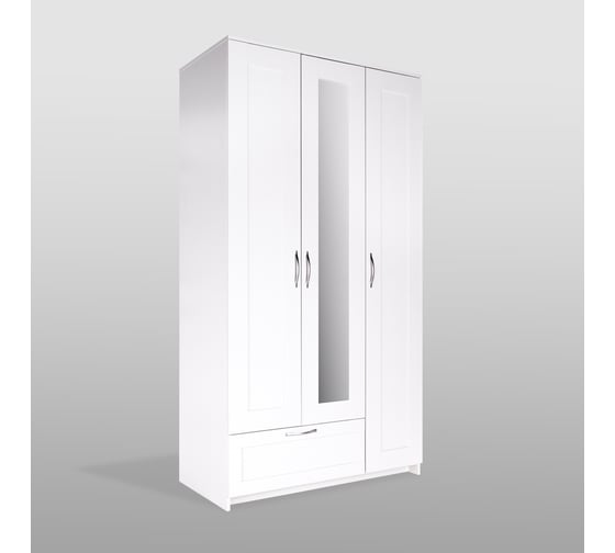 Шкаф ШВЕДСКИЙ СТАНДАРТ СИРИУС 3 двери, 1 ящик, 117x59x220, белый RU (с 1 зеркалом) 2.02.01.510.1