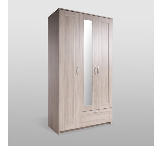 Шкаф ШВЕДСКИЙ СТАНДАРТ СИРИУС 3 двери, 1 ящик, 117x59x220, сонома RU (с 1 зеркалом) 2.02.01.510.3