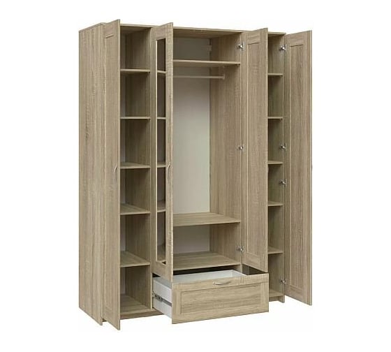 Шкаф ШВЕДСКИЙ СТАНДАРТ СИРИУС 4 двери, 1 ящик, 156x59x220, сонома RU (с 2 зеркалами) 2.02.01.520.3