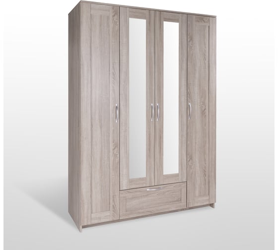 Шкаф ШВЕДСКИЙ СТАНДАРТ СИРИУС 4 двери, 1 ящик, 156x59x220, сонома RU (с 2 зеркалами) 2.02.01.520.3