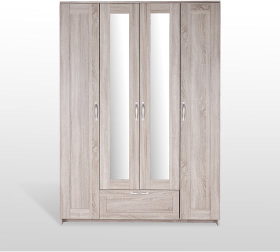 Шкаф ШВЕДСКИЙ СТАНДАРТ СИРИУС 4 двери, 1 ящик, 156x59x220, сонома RU (с 2 зеркалами) 2.02.01.520.3