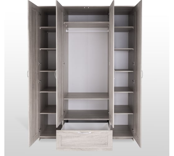 Шкаф ШВЕДСКИЙ СТАНДАРТ СИРИУС 4 двери, 1 ящик, 156x59x220, сонома RU (с 2 зеркалами) 2.02.01.520.3