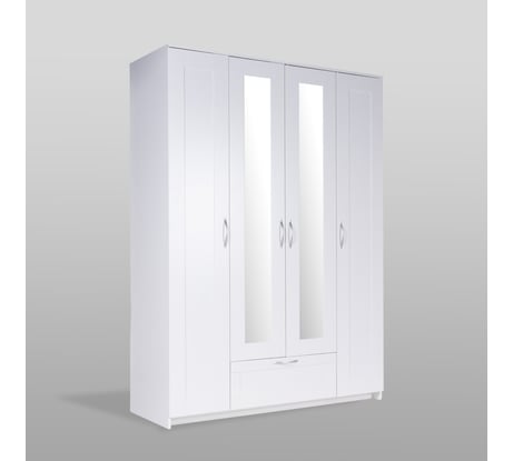Шкаф Гуд ЛАКК СИРИУС 4 двери, 1 ящик, 156x59x220, белый RU (с 2 зеркалами) 2.02.01.520.1