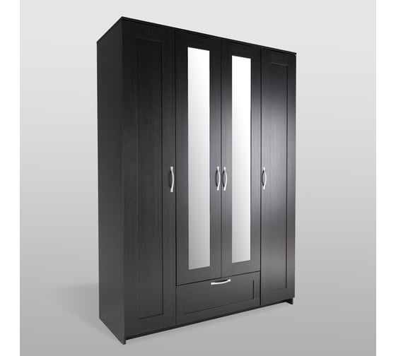 Шкаф ШВЕДСКИЙ СТАНДАРТ СИРИУС 4 двери, 1 ящик, 156x59x220, дуб венге RU (с 2 зеркалами) 2.02.01.520.5