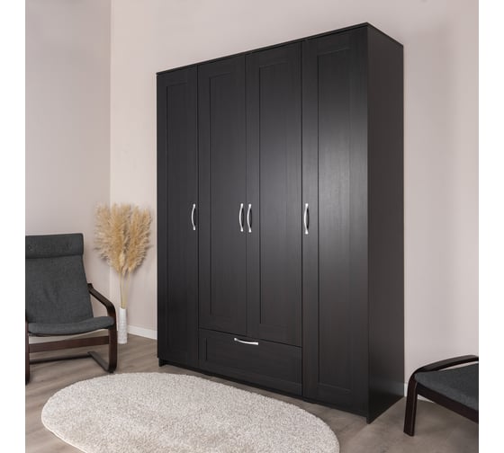 Шкаф ШВЕДСКИЙ СТАНДАРТ СИРИУС 4 двери, 1 ящик, 156x59x220, дуб венге RU 2.02.01.490.5