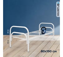 Кровать "Шветекс" одноярусная, ООО Шветекс 32 труба, стандарт 190x80, сетка 100x50, 2 усиления 1Я80_32