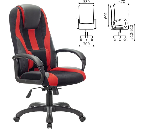 Компьютерное кресло BRABIX PREMIUM Rapid GM-102 экокожа/ткань черное/красн 532107