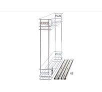 Выдвижная корзина бокового крепления Fit 15 хром 4 винта d440 w100 h480 07.S15.F00 CR