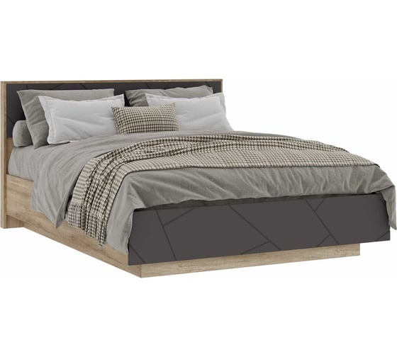 Двуспальная кровать Woodville Диамо КР 01 160x200, софт графит / дуб каньон 546000