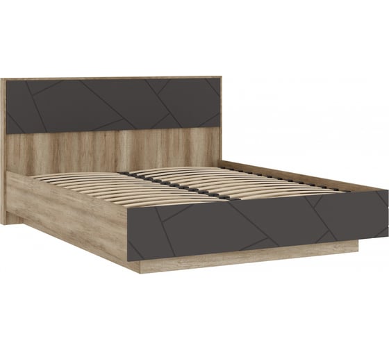 Двуспальная кровать Woodville Диамо КР 01 160x200, софт графит / дуб каньон 546000