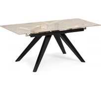 Керамический стол Woodville Морсби 140(200)х80x80, butterfly onyx beige / черный 588049