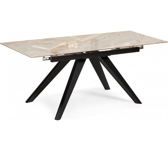 Керамический стол Woodville Морсби 140(200)х80x80, butterfly onyx beige / черный 588049