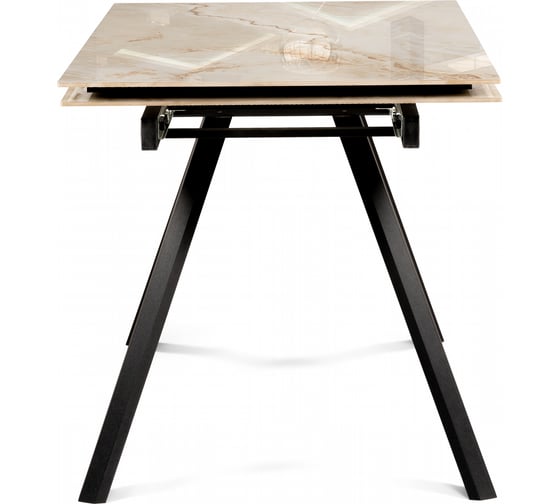Керамический стол Woodville Морсби 140(200)х80x80, butterfly onyx beige / черный 588049