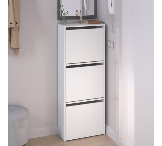 Обувница Letta Ultra Lux вертикальная, 3 секции, Белая гладкая, 532x1360x242 L3789.17/01 1